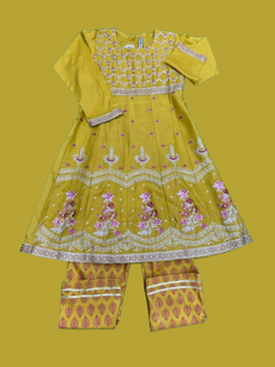 Yellow Dress With Embroidered Design 2pc