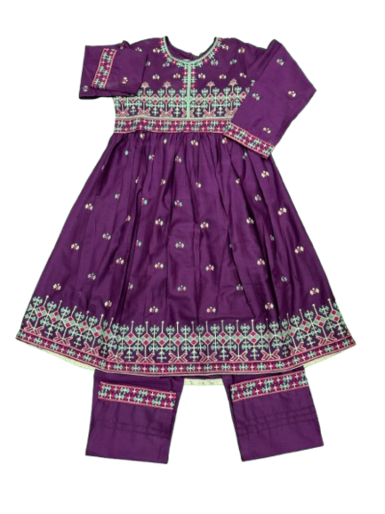 Purple Dress With Embroidered Design 2pc