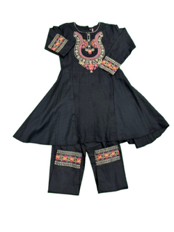 Black Dress With Embroidered Design 2pc