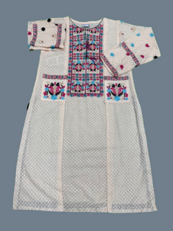 White Kurti With Embroidered Design 2pc