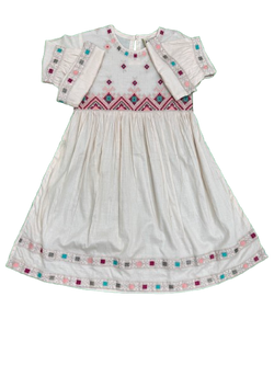 White Kurti With Embroidered Flowers 2pc